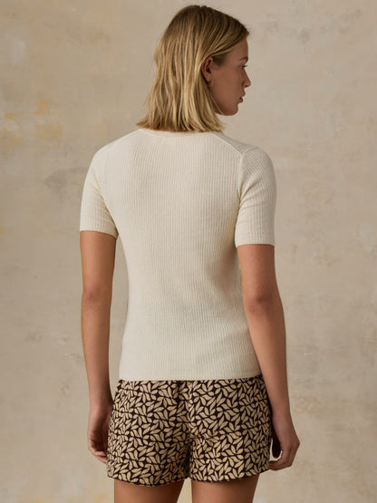 Miramar Linen Mini Rib Tee - Summer Sand