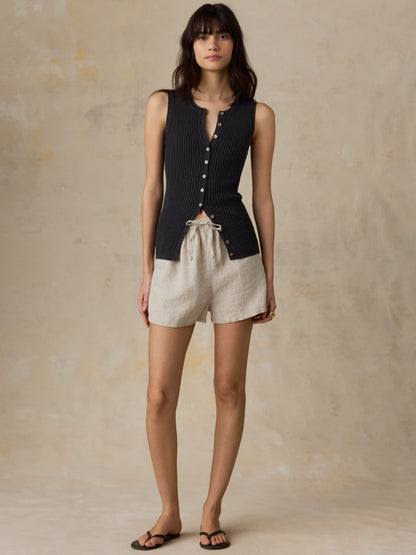 Miramar Linen Cami Cardigan - Washed Black