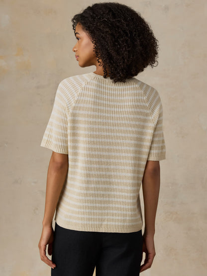 Miramar Linen Tee - Sand Lines