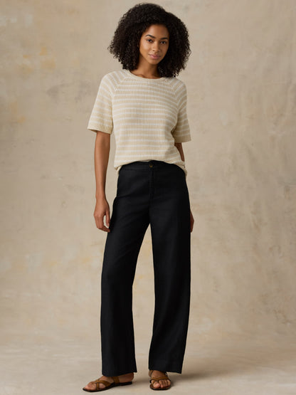 Miramar Linen Tee - Sand Lines
