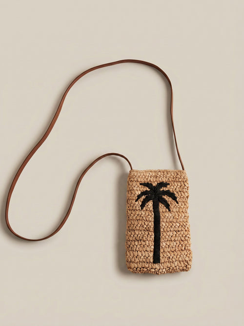 Straw Palm Crossbody - Toasted Natural