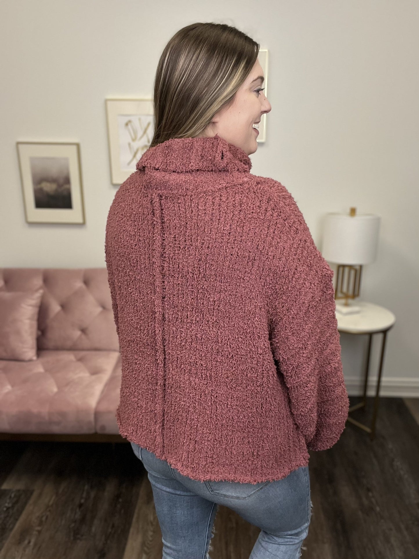 Too Cozy For You Women's Turtle Neck Bubble Sleeve Sweater