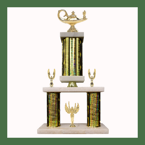 Academic Marble Mini Two Poster Pedestal Trophy