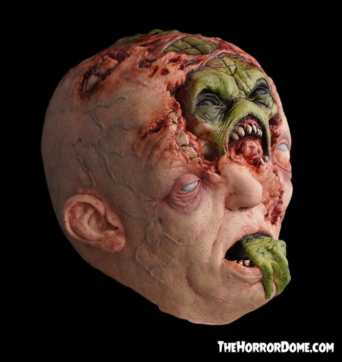 Alien Breakout Mask close-up showing alien face detail and full over-the-head Halloween mask design