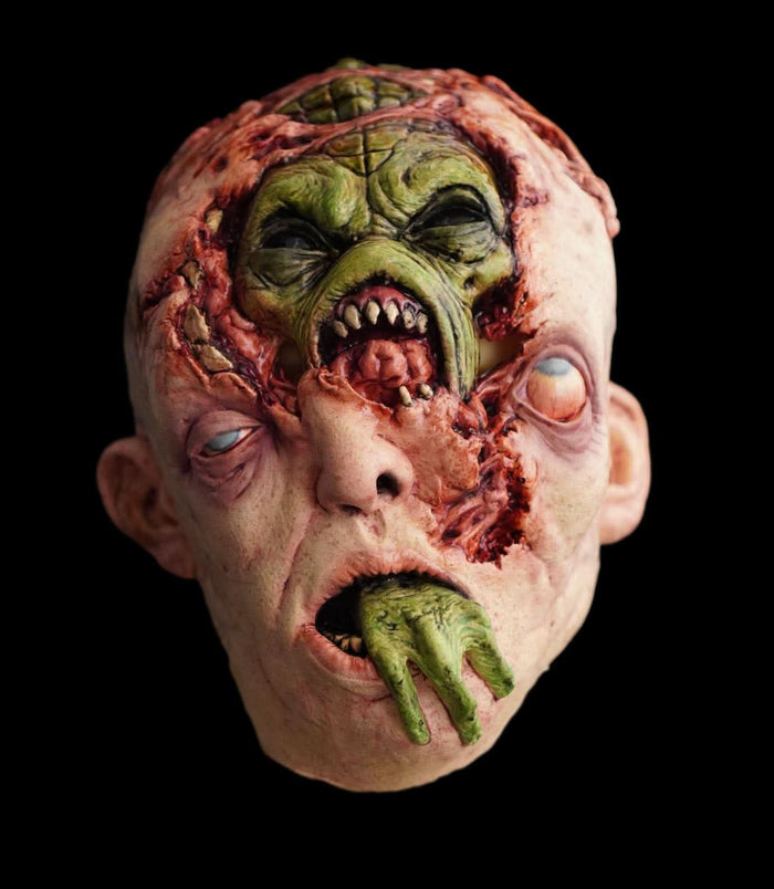 Full over-the-head scary alien mask with hand-painted latex detail for Halloween and UFO scenes