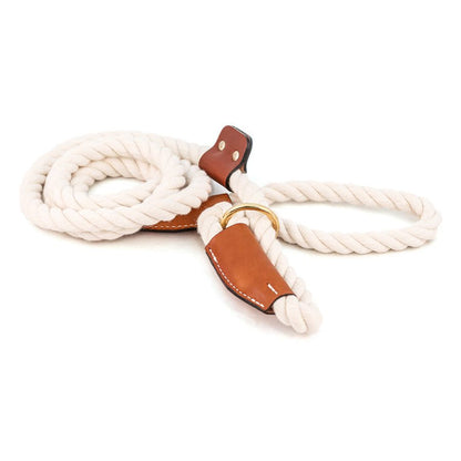 All Natural Leather & Cotton Rope Slip Leash