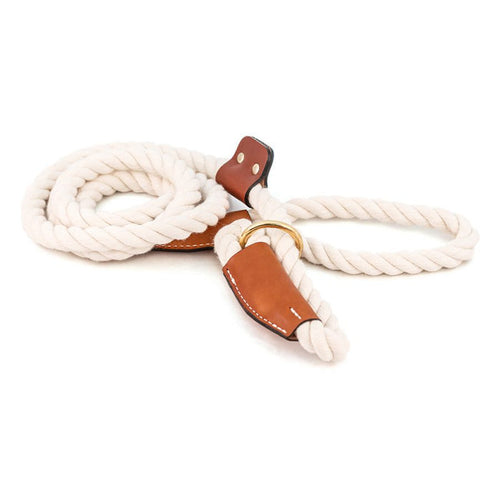 All Natural Leather & Cotton Rope Slip Leash