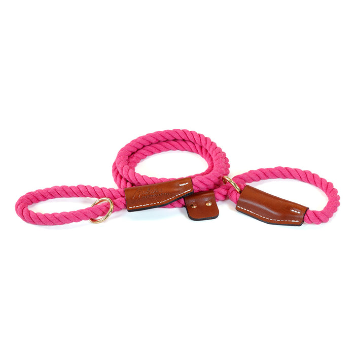 All Natural Leather & Cotton Rope Slip Leash