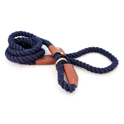 All Natural Leather & Cotton Rope Slip Leash