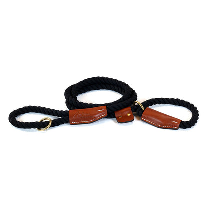 All Natural Leather & Cotton Rope Slip Leash