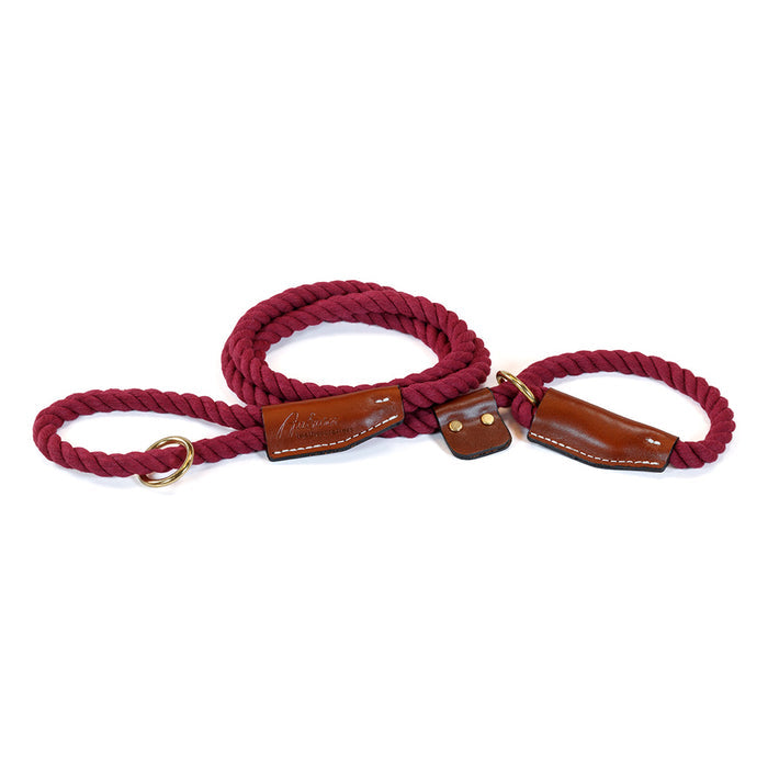 All Natural Leather & Cotton Rope Slip Leash