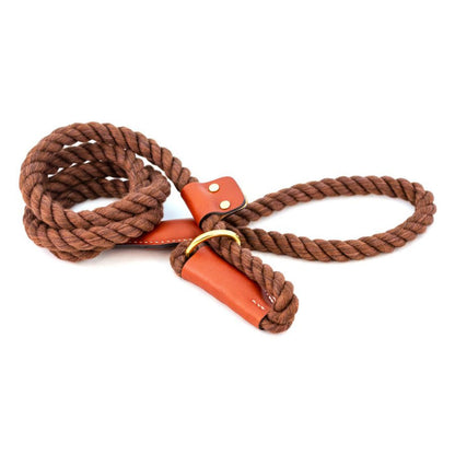 All Natural Leather & Cotton Rope Slip Leash