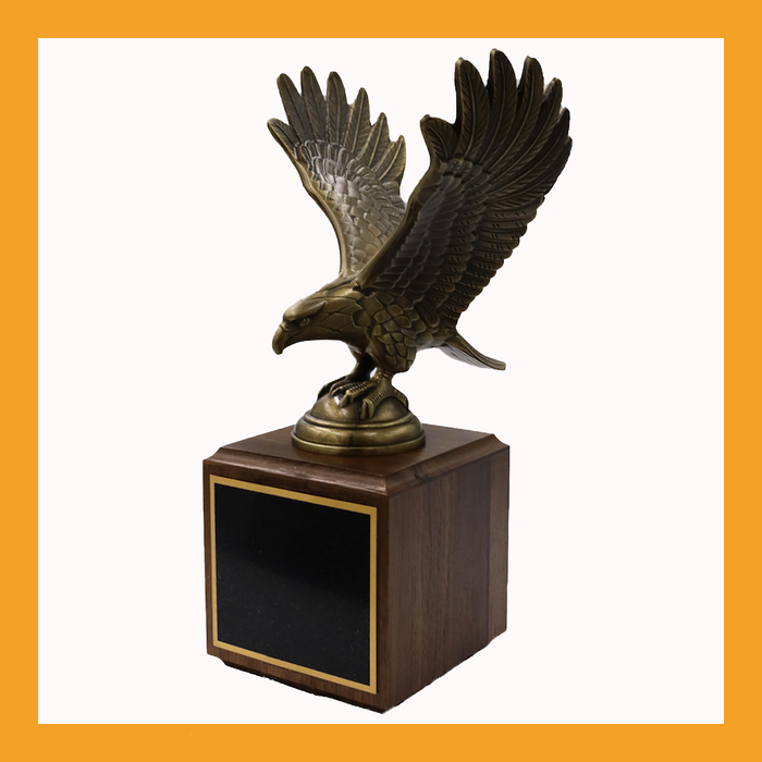 Antique Bronze Eagle on Walnut Base