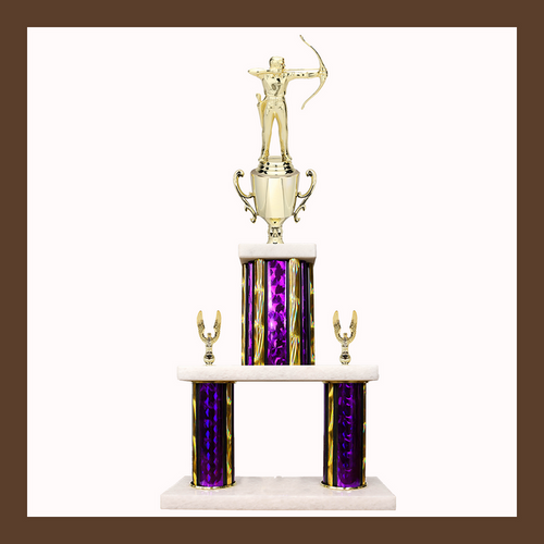 Archery Marble Mini Two Poster Trophy With Cup