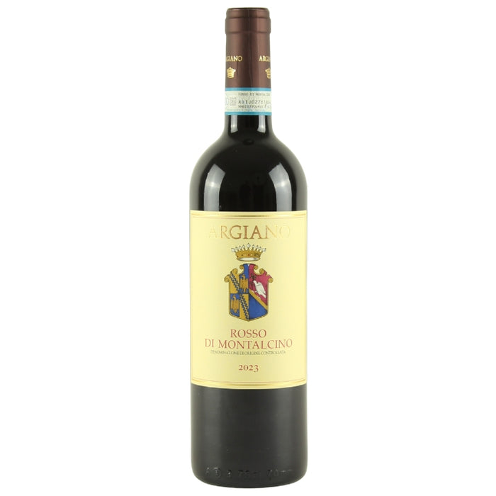 Wine bottle with a yellow label on a white background
