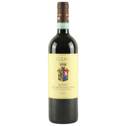 Wine bottle with a yellow label on a white background