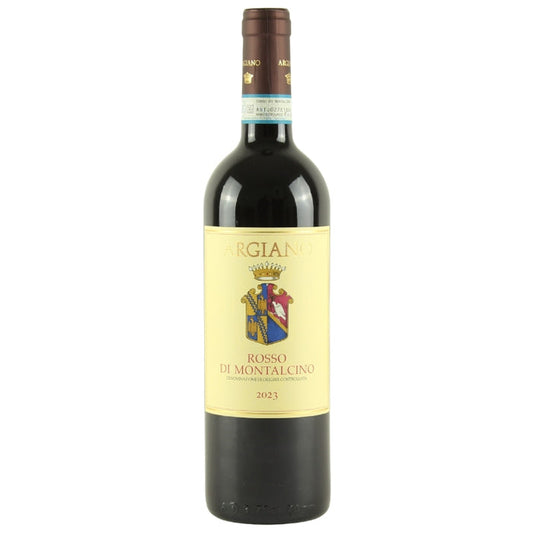 Wine bottle with a yellow label on a white background