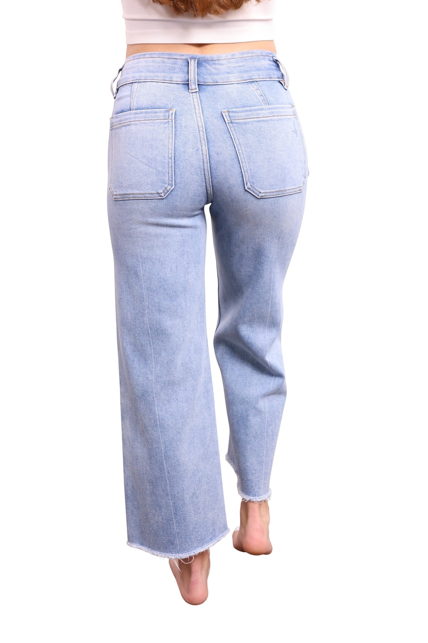 The Annie High-Rise Tummy Control Cropped Raw Hem Wide Leg Jeans