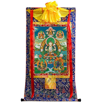 Chenrezig - Tibetan thangka painting, view 4