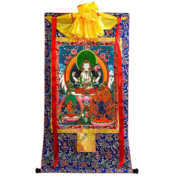 Chenrezig - Tibetan thangka painting, view 4