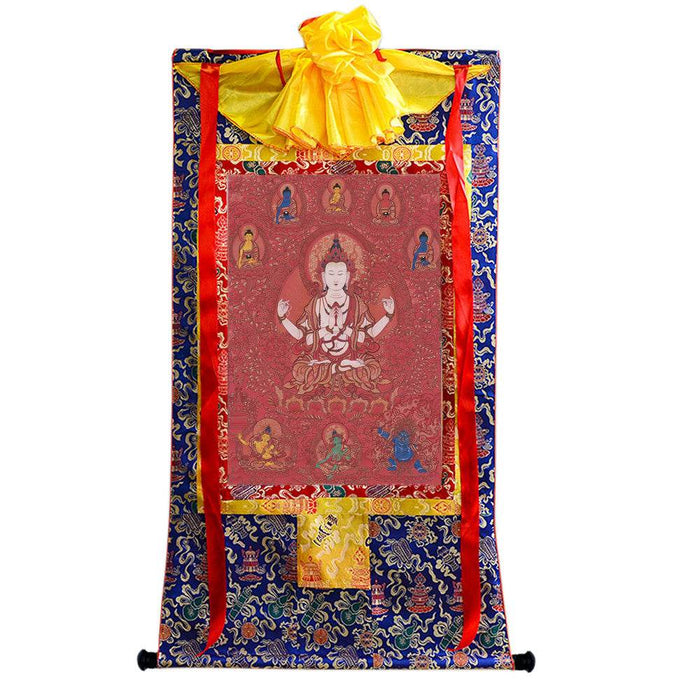Chenrezig - Tibetan thangka painting, view 4