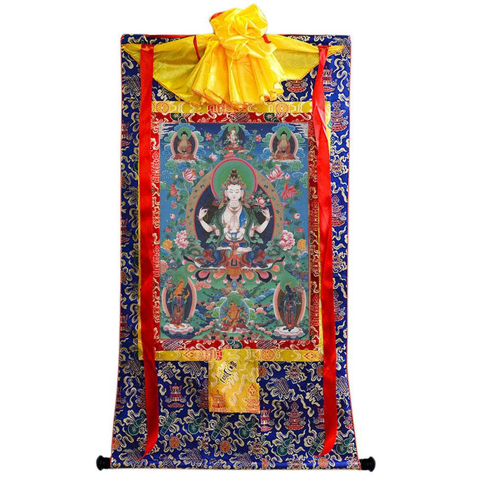Chenrezig - Tibetan thangka painting, view 4