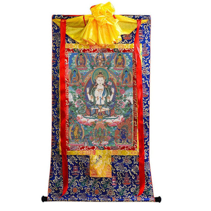 Chenrezig - Tibetan thangka painting, view 4
