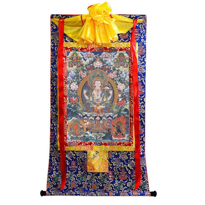 Chenrezig - Tibetan thangka painting, view 4