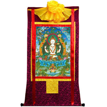 Chenrezig - Tibetan thangka painting, view 5