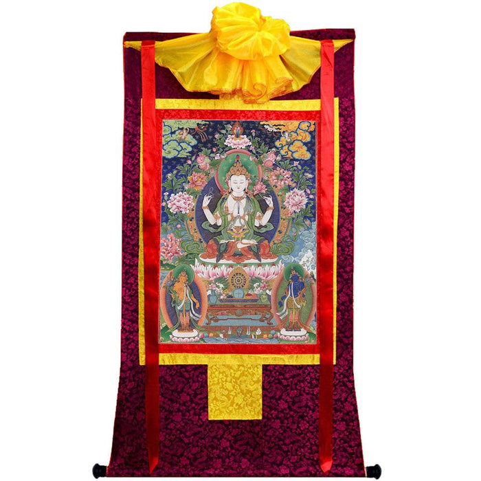 Chenrezig - Tibetan thangka painting, view 5