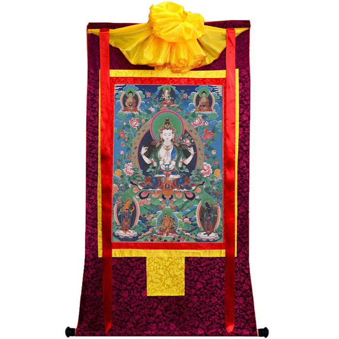 Chenrezig - Tibetan thangka painting, view 5
