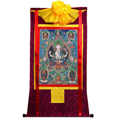 Chenrezig - Tibetan thangka painting, view 5