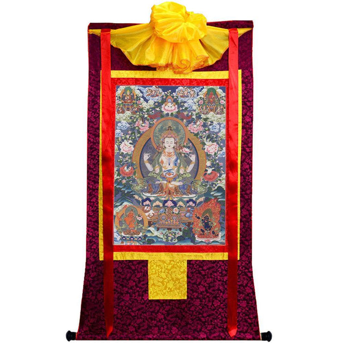 Chenrezig - Tibetan thangka painting, view 5