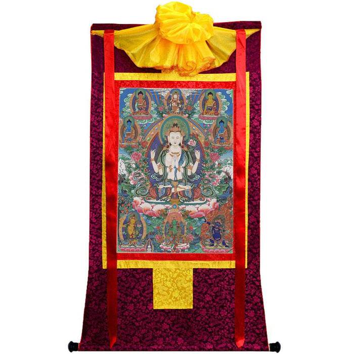 Chenrezig - Tibetan thangka painting, view 5