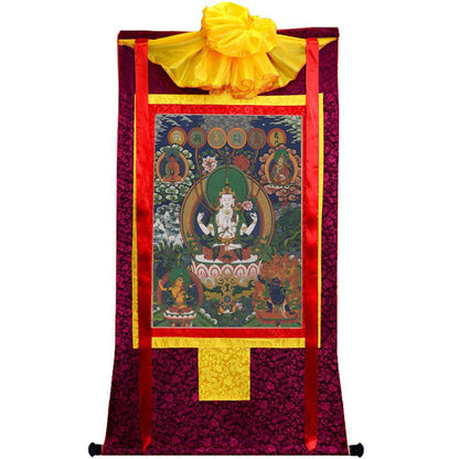 Chenrezig - Tibetan thangka painting, view 5