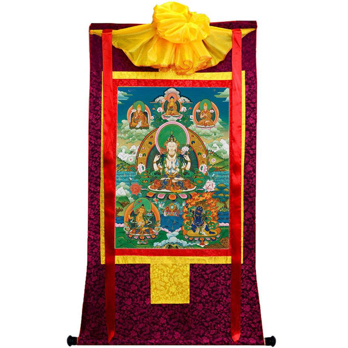 Chenrezig - Tibetan thangka painting, view 5