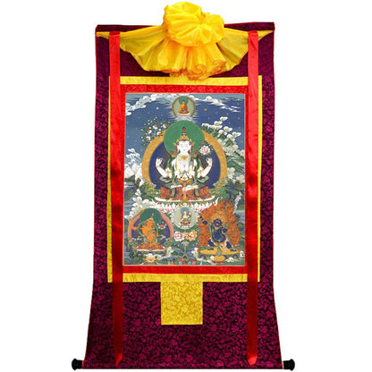 Chenrezig - Tibetan thangka painting, view 5