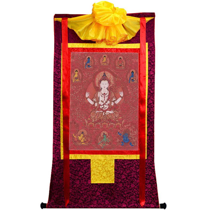 Chenrezig - Tibetan thangka painting, view 5