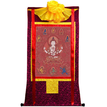 Chenrezig - Tibetan thangka painting, view 5