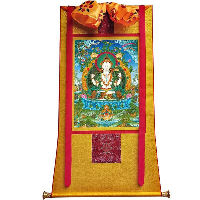 Chenrezig - Tibetan thangka painting, view 6