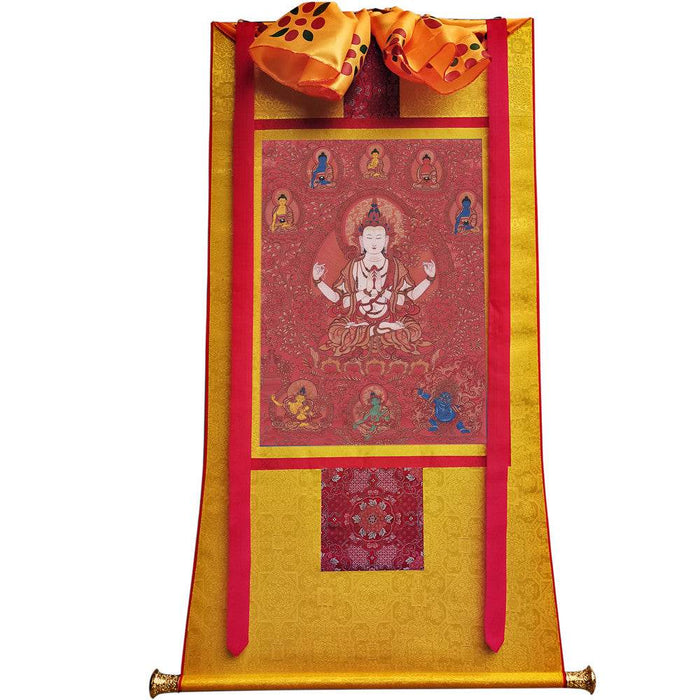 Chenrezig - Tibetan thangka painting, view 6