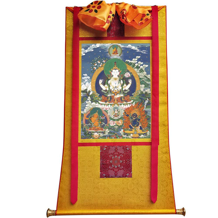 Chenrezig - Tibetan thangka painting, view 6