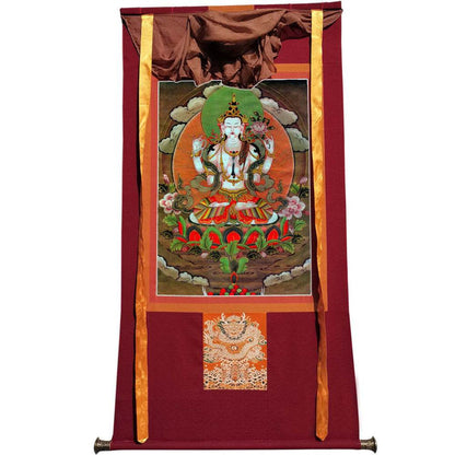 Chenrezig - Tibetan thangka painting, view 7
