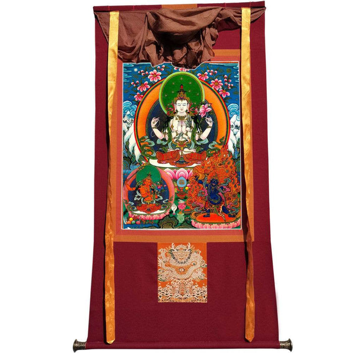 Chenrezig - Tibetan thangka painting, view 7