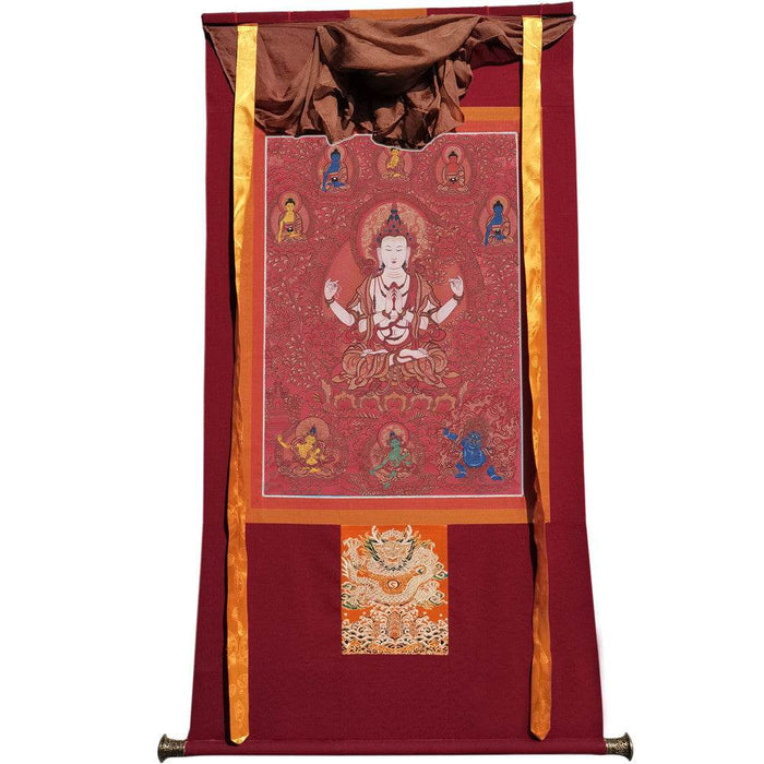 Chenrezig - Tibetan thangka painting, view 7