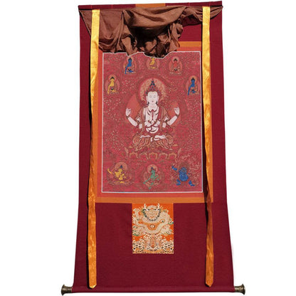 Chenrezig - Tibetan thangka painting, view 7