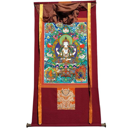 Chenrezig - Tibetan thangka painting, view 7