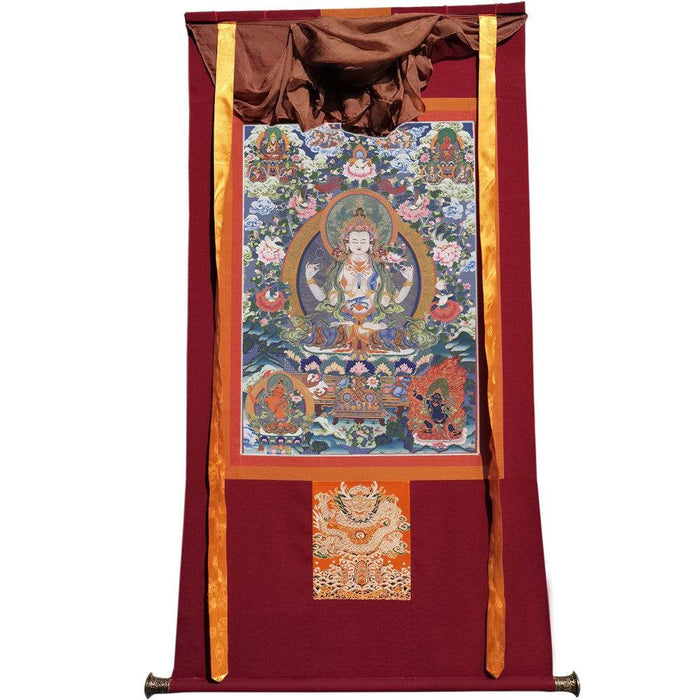 Chenrezig - Tibetan thangka painting, view 7