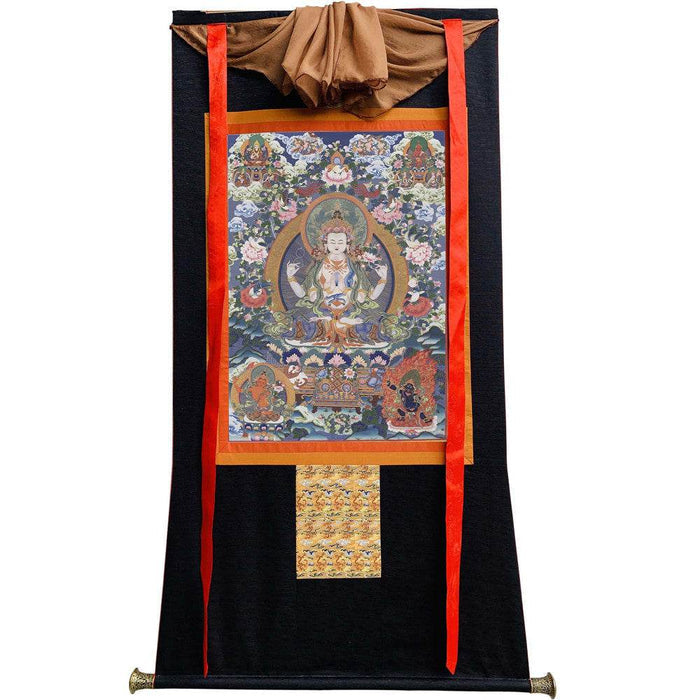 Chenrezig - Tibetan thangka painting, view 8