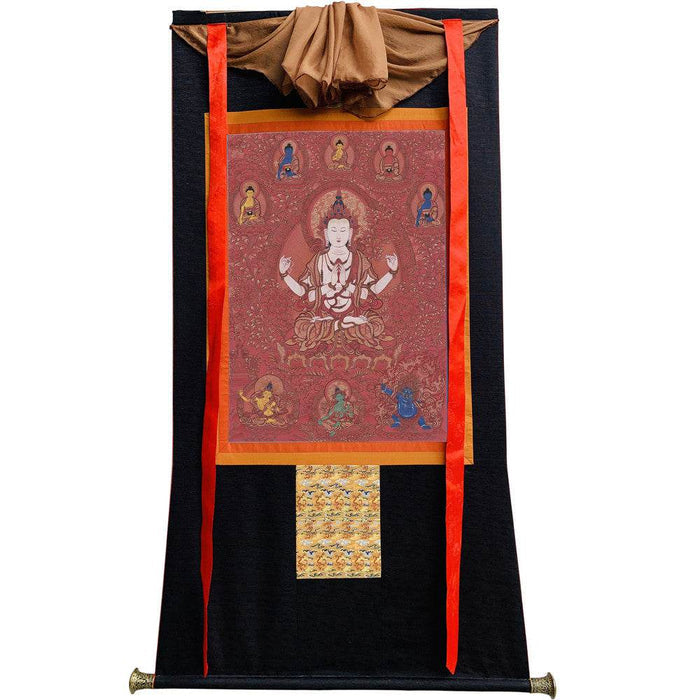 Chenrezig - Tibetan thangka painting, view 8